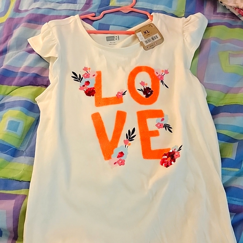 NWT Girls Size XL (14) Crazy 8 Love Sleeveless Tee